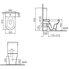 Унитаз-компакт с сиденьем стандарт и с механизмом смыва Geberit Vitra Zentrum 9012B003-7201