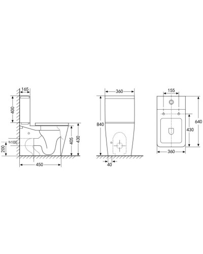 Унитаз-компакт безободковый с сиденьем микролифт Abber Rechteck AC1210