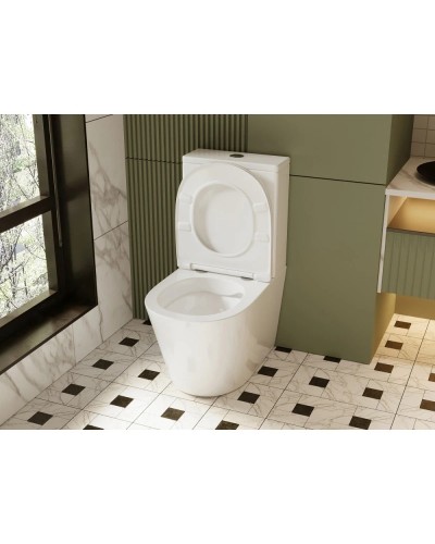 Унитаз-компакт безободковый с сиденьем микролифт Abber Bequem AC1112TMW