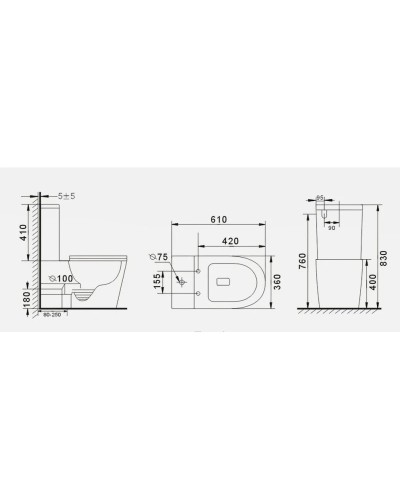 Унитаз-компакт безободковый с сиденьем микролифт GID Tr2179BM