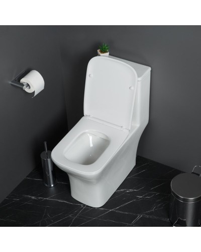 Унитаз-моноблок с сиденьем дюропласт soft close, P-trap BelBagno NEON BB8617CPR-MN/SC