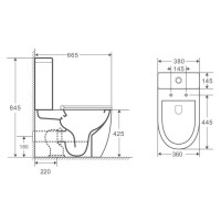 Унитаз компакт Owl 1975 Vind Cirkel-GL OWLT190301 без бачка с сиденьем Микролифт
