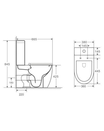Унитаз компакт Owl 1975 Vind Cirkel-GL OWLT190301 без бачка с сиденьем Микролифт