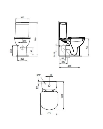 Чаша напольного унитаза Ideal Standard Tempo T328101