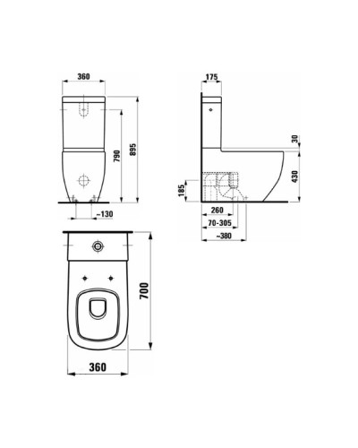 Чаша напольного унитаза Laufen Palomba 8.2480.6.000.000.1