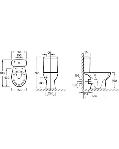 Унитаз компакт Jacob Delafon Patio UJV102-00 без бачка и сиденья