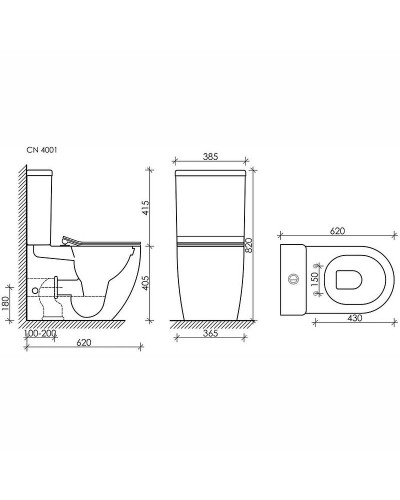 Унитаз компакт Ceramica Nova Metropol CN4001-B без бачка и с сиденьем Микролифт