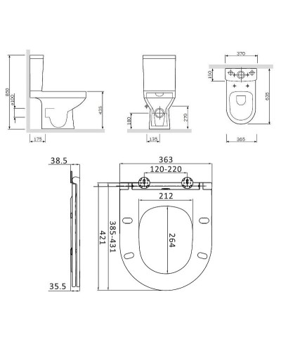 Комплект унитаза компакт AM.PM Spirit CK70DC с бачком с сиденьем Микролифт и аксессуарами для ванной комнаты