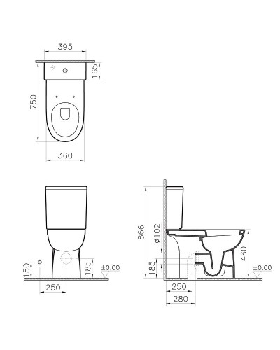 Унитаз компакт Vitra Special Needs Conforma 9832B003-7204 с бачком и сиденьем