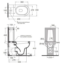 Чаша напольного унитаза Azzurra Nuvola NUV100/MBPbi