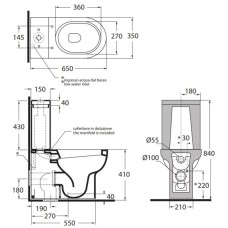 Чаша напольного унитаза Azzurra Nuvola NUV100/MBPbi