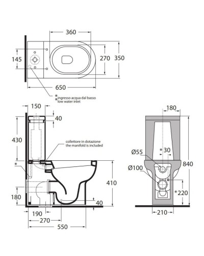 Чаша напольного унитаза Azzurra Nuvola NUV100/MBPbi