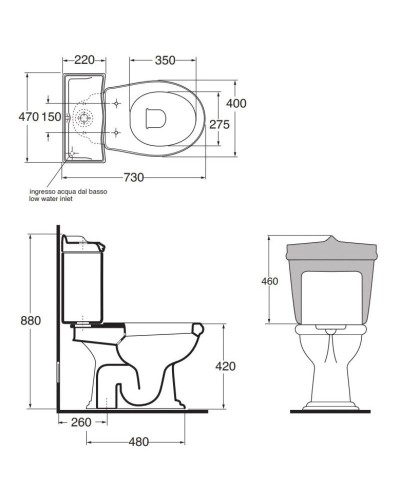 Чаша напольного унитаза слив в пол Azzurra Jubilaeum JUB100/MBS bi