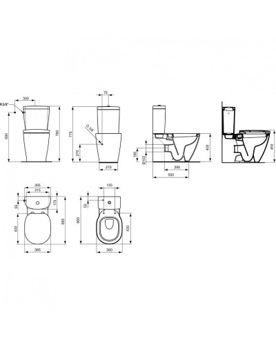 Унитаз компакт Ideal Standard Connect E803701 без бачка и сиденья
