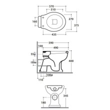 Чаша напольного унитаза с вертикальным выпуском Globo Paestum PA001.bi