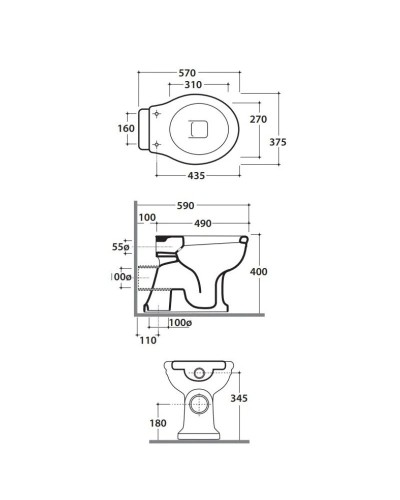 Чаша напольного унитаза с вертикальным выпуском Globo Paestum PA001.bi