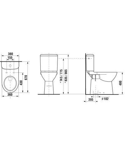 Чаша напольного унитаза с вертикальным выпуском Jika Olymp 8236170000001