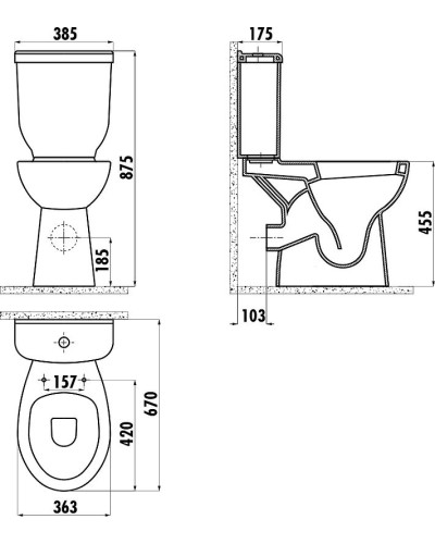 Унитаз компакт Creavit BD315-11CB00E-0000 Белый без бачка и сиденья