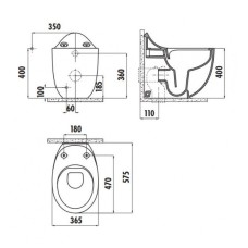 Унитаз биде Creavit Foglia FG350-00CB00E-0000 Белый без сиденья
