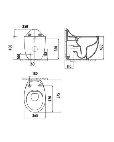 Унитаз биде Creavit Foglia FG350-00CB00E-0000 Белый без сиденья