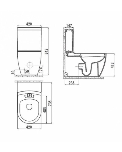 Унитаз биде Creavit Grande GR360-00CB00E-0000 Белый без бачка и сиденья