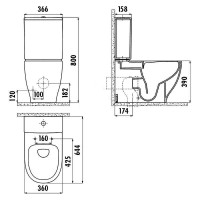 Унитаз биде Creavit Mare MA361-00CB00E-0000 Белый без бачка и сиденья