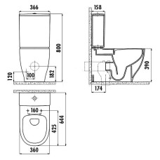 Унитаз биде Creavit Mare MA361-00CB00E-0000 Белый без бачка и сиденья