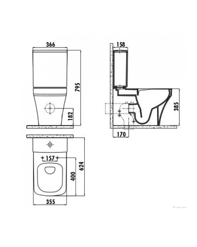 Унитаз биде Creavit Solo SO361-00CB00E-0000 Белый без бачка и сиденья