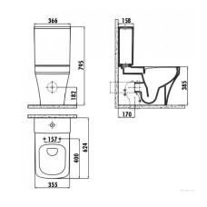 Унитаз компакт Creavit Solo SO361-11CB00E-0000 Белый без бачка и сиденья