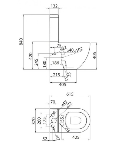 Чаша напольного безободкового унитаза BelBagno Sfera-R BB006CPR