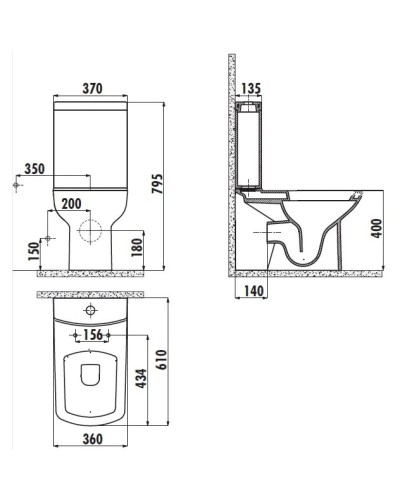 Чаша напольного унитаза с функцией биде Creavit Lara LR310-00CB00E-0000