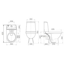 Унитаз компакт Rosa Браво 4640021067222 Белый с бачком и сиденьем