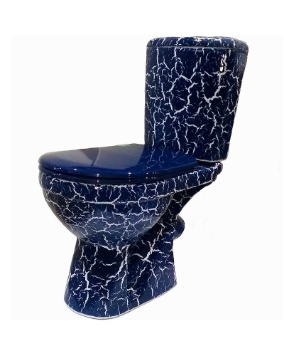 Унитаз компакт Rosa Комфорт 4640021064665 Синий кракелюр с бачком и сиденьем