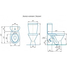 Унитаз компакт Rosa Элегант 4620008195704 Синий декор с бачком и сиденьем