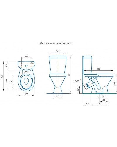 Унитаз компакт Rosa Элегант 4640021064702 Синий кракелюр с бачком и сиденьем