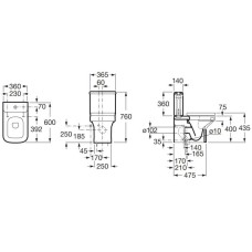Чаша напольного унитаза Roca Dama 34278W000