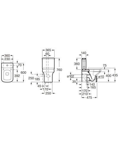 Чаша напольного унитаза Roca Dama 34278W000