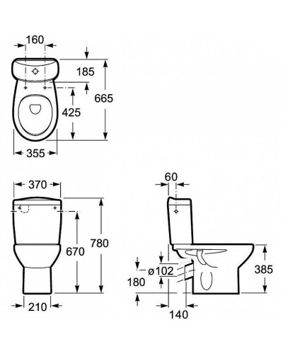 Унитаз компакт Roca Victoria 34239U000 без бачка и сиденья