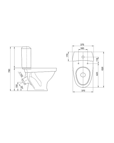 Унитаз компакт Santeri Вест 1.P201.8.S01.00B.F с бачком и сиденьем