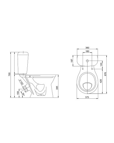 Унитаз компакт Santeri Виктория 1.P301.6.S00.00B.F с бачком и сиденьем