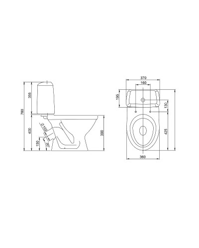 Унитаз компакт Santeri Соната 1.P201.2.S00.00B.F с бачком и сиденьем