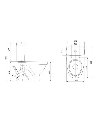 Унитаз компакт Santeri Форвард 1.P205.2.S01.00B.F с бачком и сиденьем