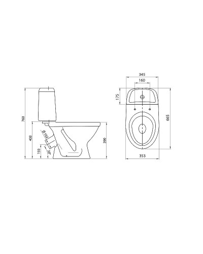 Унитаз компакт Santeri Прайм 1.P205.4.S00.00B.F с бачком и сиденьем