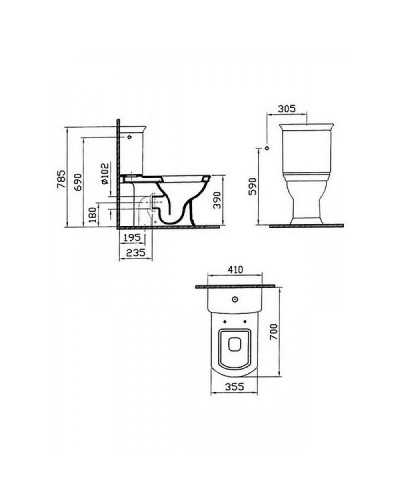 Унитаз компакт Vitra Serenada 9722B003-7205 с бачком и сиденьем Микролифт