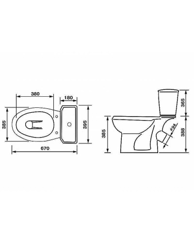 Унитаз компакт Оскольская Керамика Элисса Стандарт 43374130202 с бачком и сиденьем