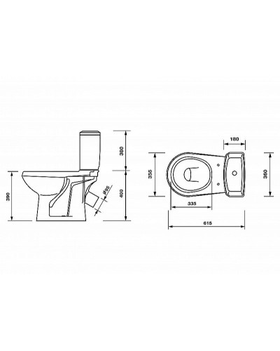 Унитаз компакт Оскольская Керамика Элисса Оптима 43901130302 с бачком и сиденьем