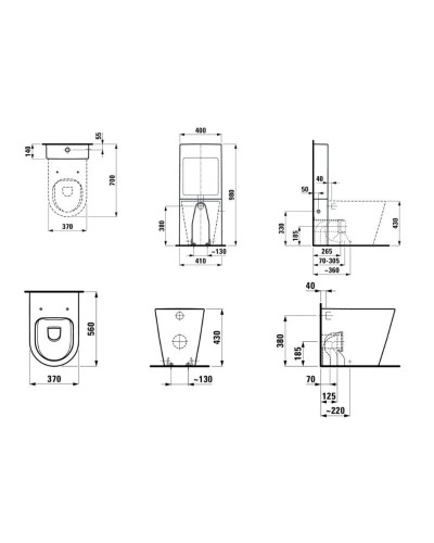 Чаша напольного/приставного безободкового унитаза Laufen Kartell by Laufen 8.2333.6.000.000.1
