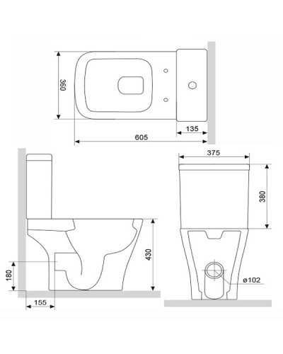 Унитаз компакт Damixa Titan DX78C8600SC с бачком и сиденьем Микролифт