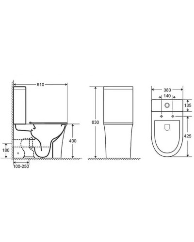 Унитаз компакт Cerutti SPA Avisio CT8459 с бачком и сиденьем Микролифт
