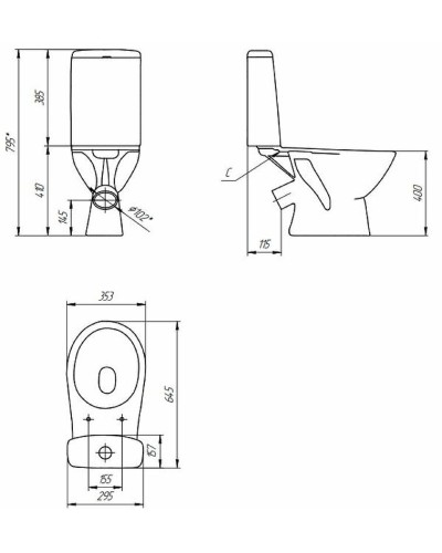 Унитаз компакт Cersanit Just 64073 (KO-JUS031-3/6-PL) с бачком и сиденьем Микролифт